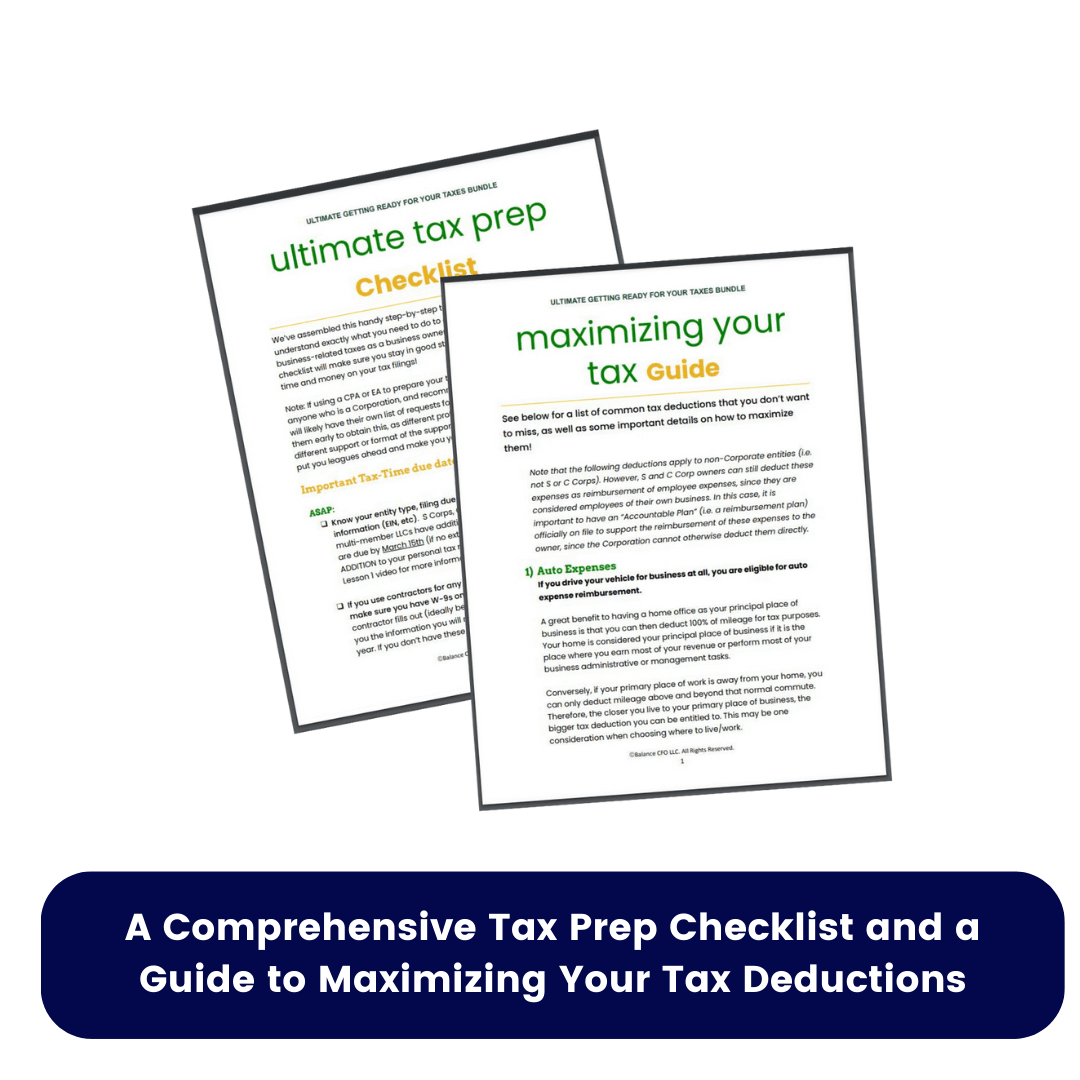 If you're filing a tax return, you want to make sure that you have our ultimate tax prep checklist. This bundle also comes with a "maximizing your tax" guide so that you maximize your deductions.