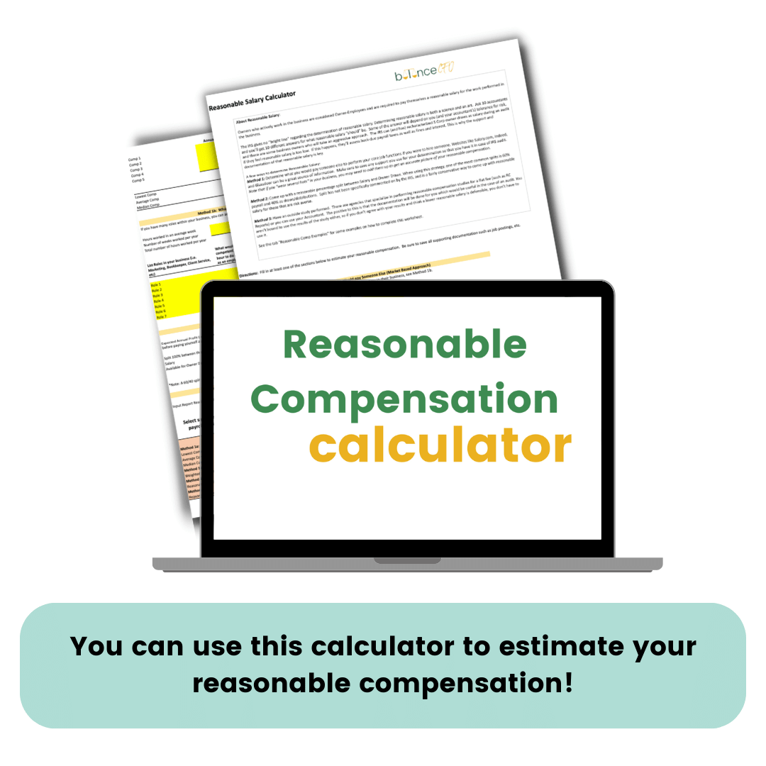 Our Reasonable Compensation calculator is a must have for your tax strategy for s-corp. You can use this calculator to estimate your reasonable compensation.